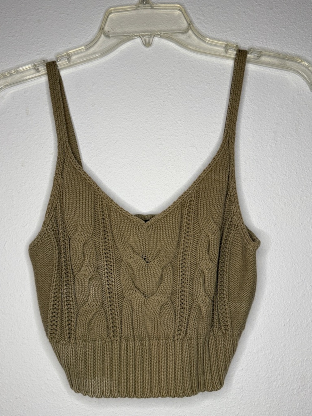 wild fable Olive/Taupe Cable Knit V-Neck crop Tank